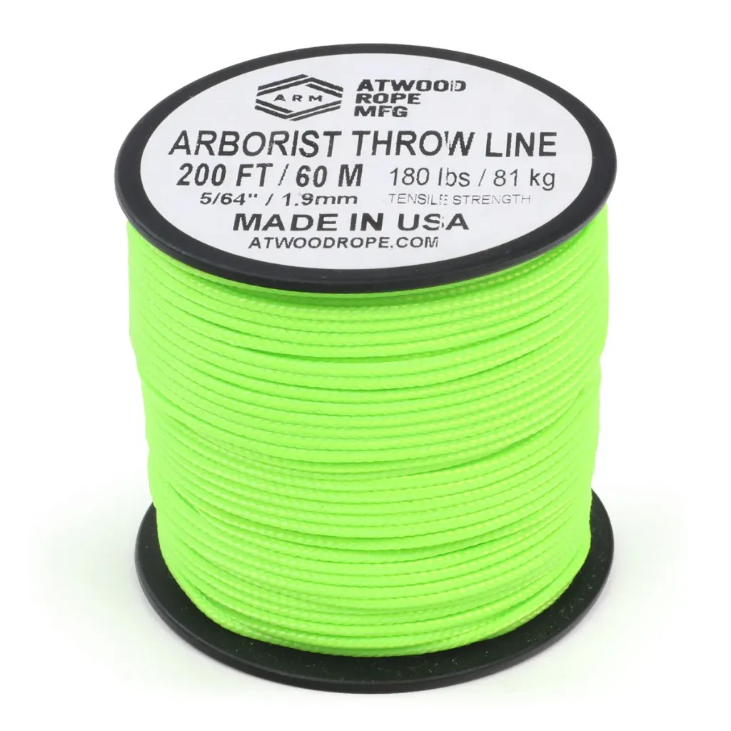 Atwood Rope Arborist Throw Line – Neon Green, 2.4 mm x 200 ft. (Case of 12 Spools)
