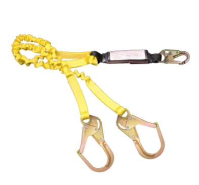 [V0-FC-22444ASZ] FrenchCreek 444ASZ 6' Dual-Leg Stretch Shock-Absorbing Web Lanyard with Rebar Hooks