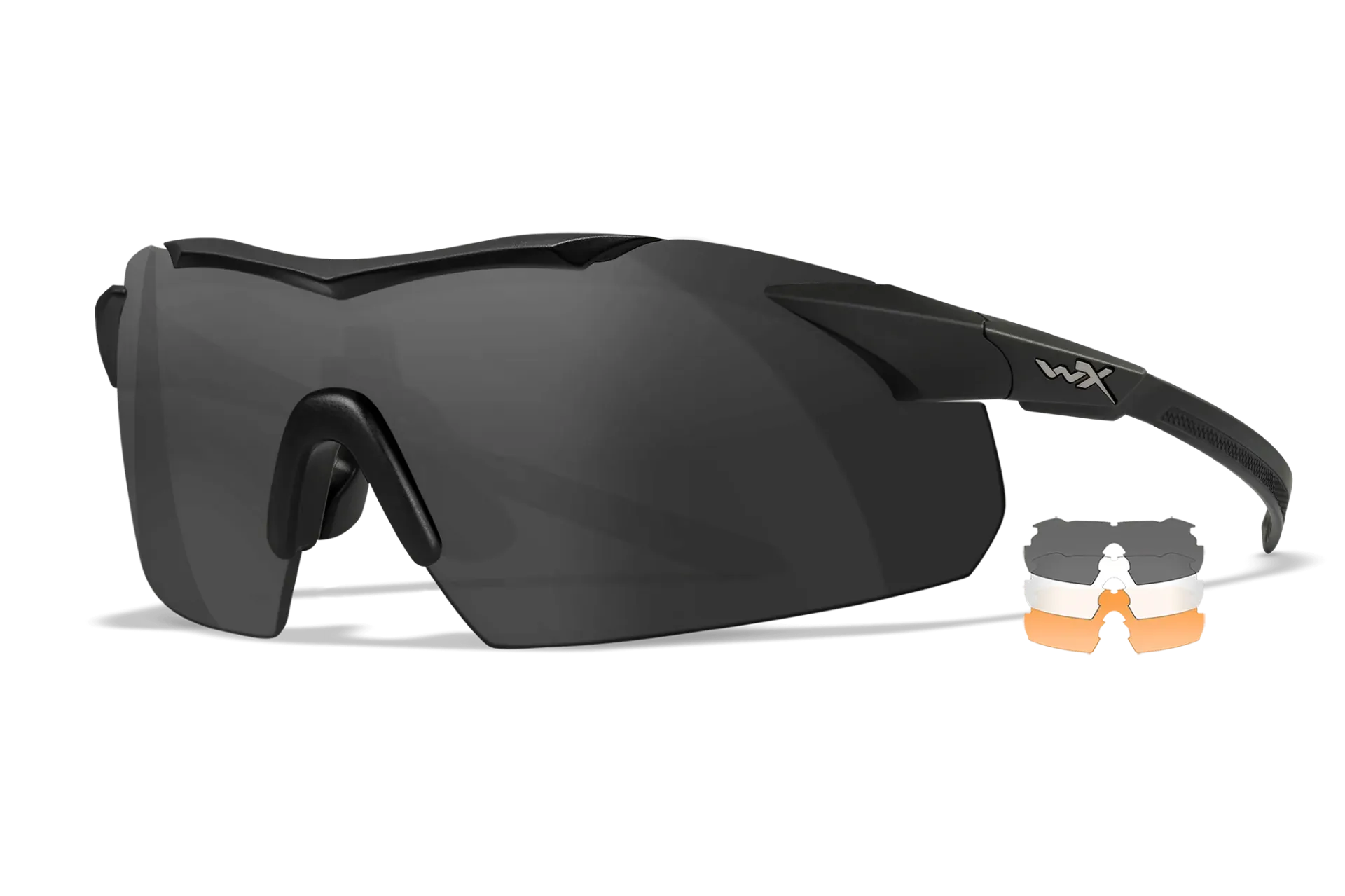 Wiley X WX VAPOR Ballistic Safety Glasses – COMM Temples – 3-Lens Kit