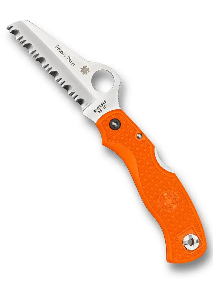 Spyderco Rescue 79mm Folding Rescue Knife (Hi-Viz Orange)