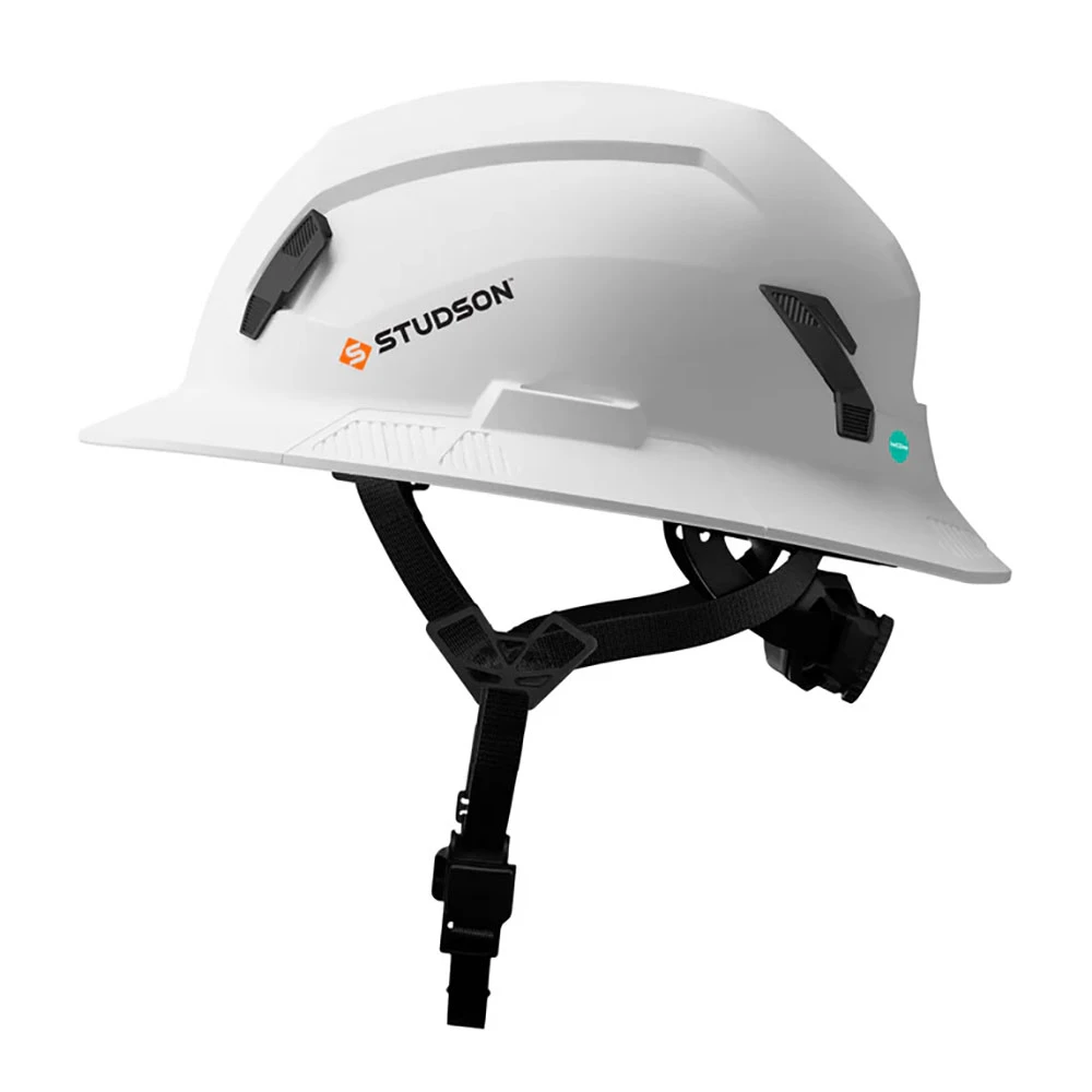 STUDSON SHK-1 Full-Brim Non-Vented Safety Helmet – White & Gray
