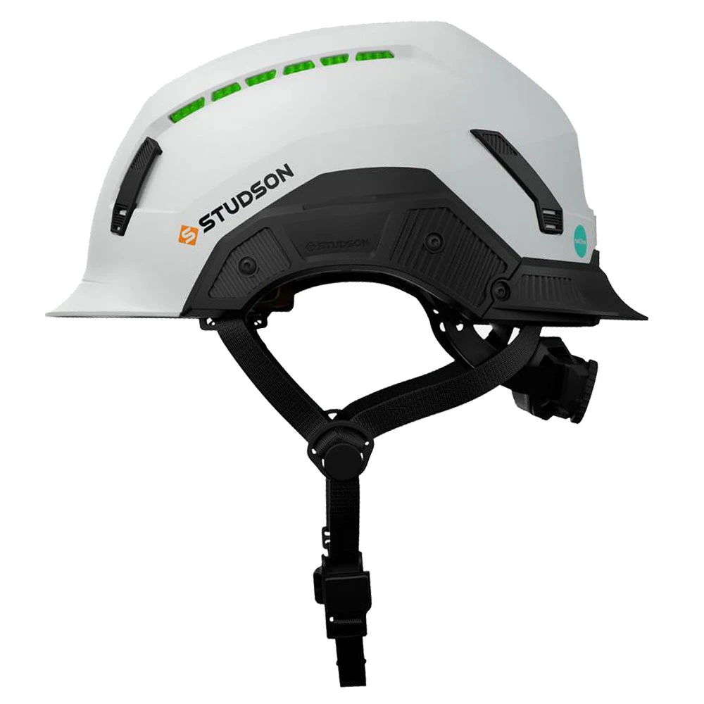 STUDSON SHK-1 Standard-Brim Safety Helmet – White (SHK-1 Class C, Vented, M/L 53–59 cm)