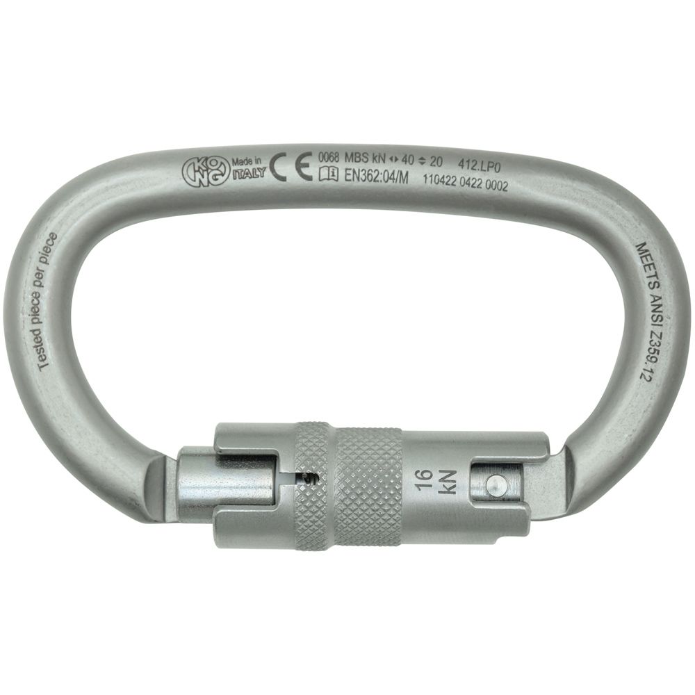 Kong Ovalone Carbon Steel Triple-Lock ANSI Carabiner, Lunar White