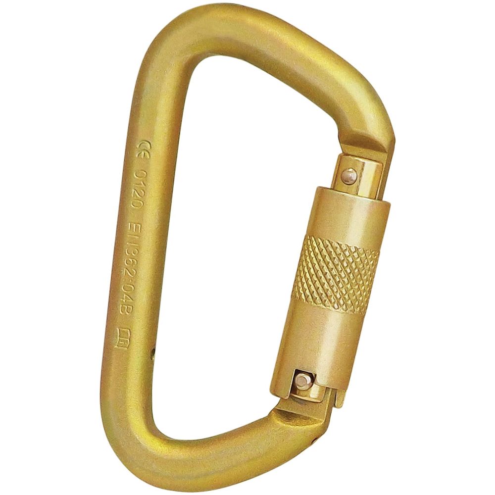 ISC Offset D Keylock Twistlock ANSI Gate Carabiner with Captive Pin, Steel, 50 kN